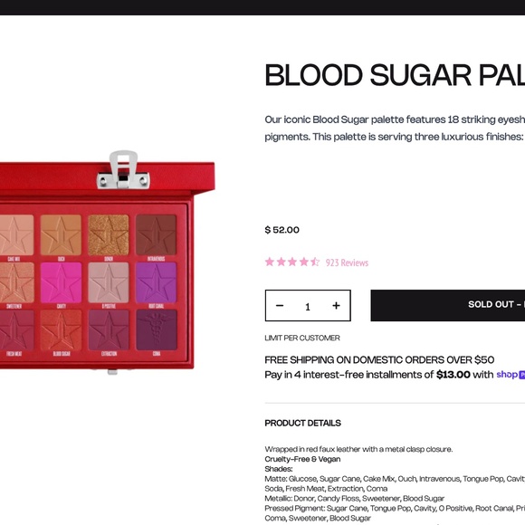 Jeffree Star "Blood Sugar" eyeshadow palette - Picture 8 of 13